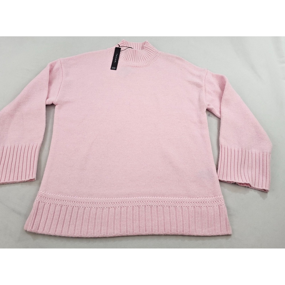 Tahari Pink High Neck Pullover Sweater Womens Small Wool Blend Knit Stretch NWT